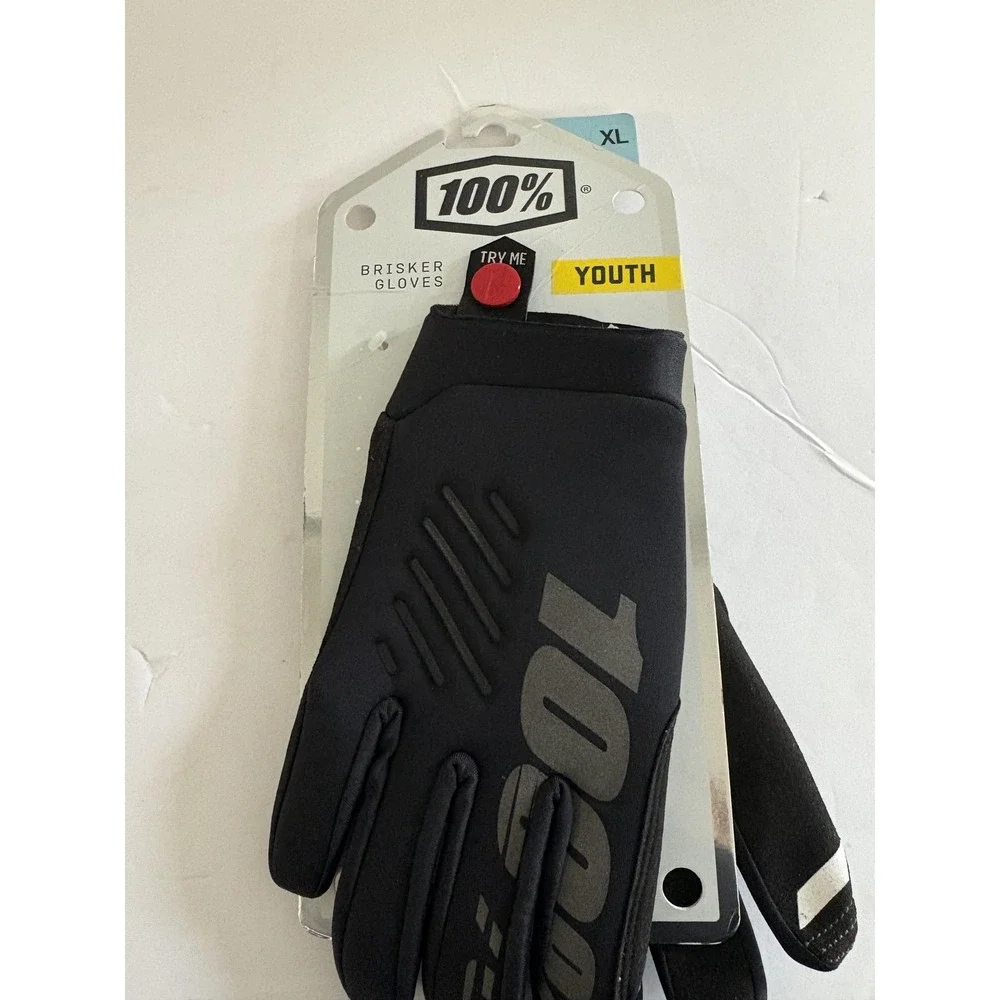 100% Brisker Youth Gloves XL Black Cold Weather MTB BMX Motocross Cycling Bike